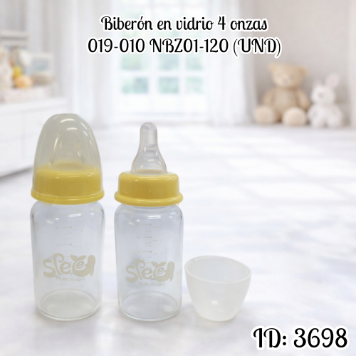 Biberón en vidrio 4 onzas 019-010 NBZ01-120 (UND)