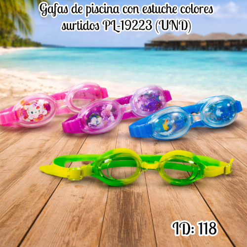 Gafas de piscina con estuche colores surtidos PL-19223 (UND)