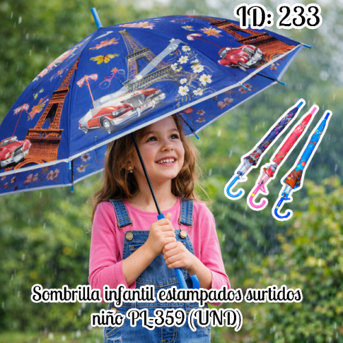 Sombrilla infantil estampados surtidos niño PL-359 (UND)