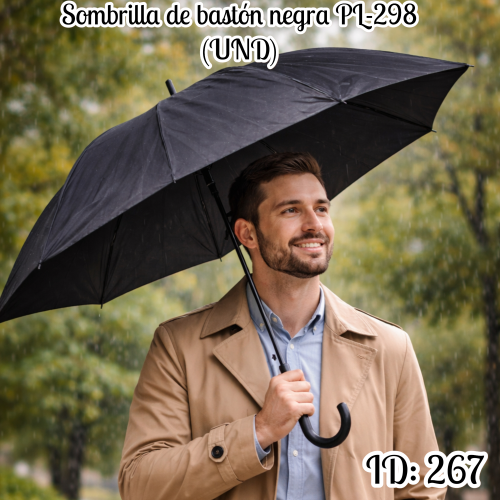 Sombrilla de bastón negra PL-298 (UND)