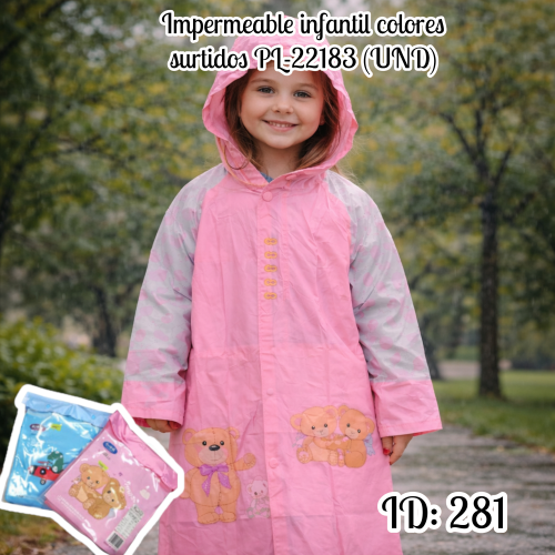 Impermeable infantil colores surtidos PL-22183 (UND)