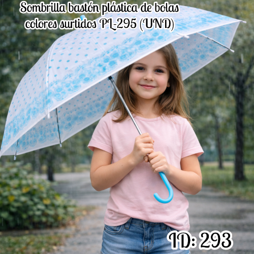 Sombrilla bastón plástica de bolas colores surtidos PL-295 (UND)