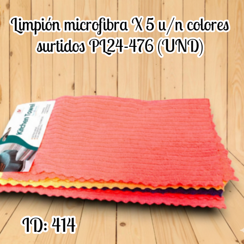 Limpión microfibra X 5 u/n colores surtidos PL24-476 (UND)
