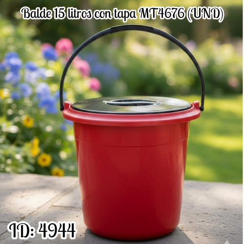 Balde 15 litros con tapa MT4676 (UND)