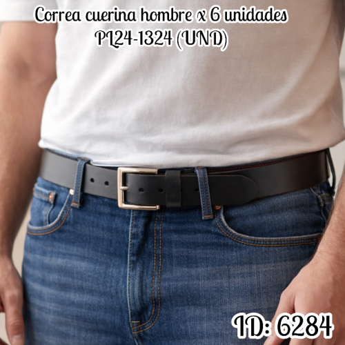 Correa cuerina hombre x 6 unidades  PL24-1324 (UND)
