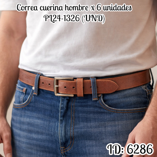 Correa cuerina hombre x 6 unidades  PL24-1326 (UND)