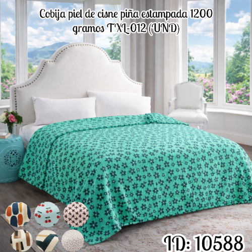 Cobija piel de cisne piña estampada 1200 gramos TXL-012 (UND)