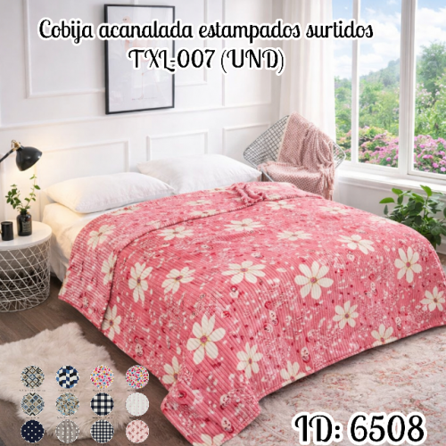 Cobija acanalada estampados surtidos TXL-007 (UND)