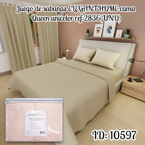 Juego de sabanas ELEGANTHOME cama Queen unicolor ref:2836(UND)