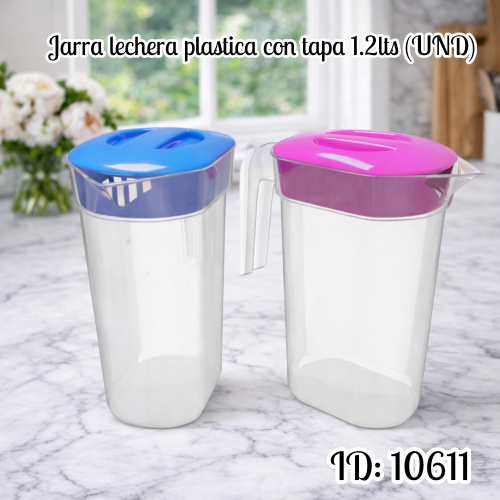 Jarra lechera plastica con tapa 1.2lts  (UND)