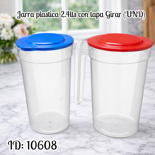 Jarra plastica 2.4lts con tapa  Girar (UND)