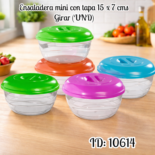 Ensaladera mini con tapa  15 x 7 cms Girar (UND)