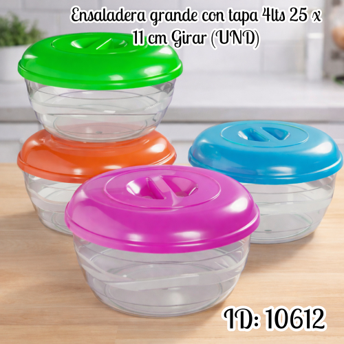 Ensaladera grande con tapa 4lts 25 x 11 cm Girar (UND)
