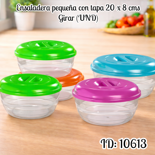 Ensaladera pequeña con tapa 20 x 8 cms Girar  (UND)