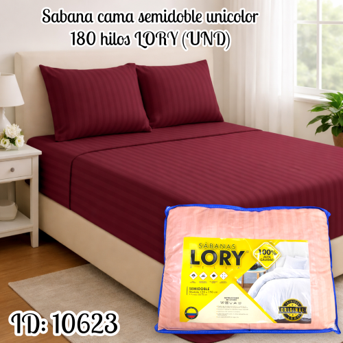Sabana cama semidoble unicolor 180 hilos LORY (UND)