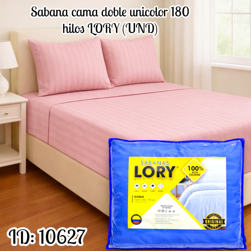 Sabana  cama doble unicolor 180 hilos LORY  (UND)