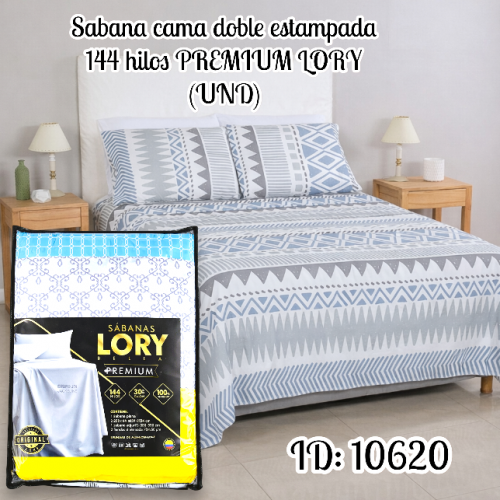Sabana cama doble estampada 144 hilos PREMIUM LORY (UND)