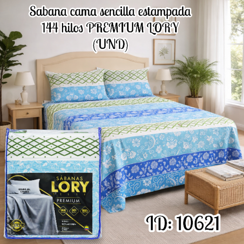 Sabana cama sencilla estampada 144 hilos PREMIUM LORY (UND)
