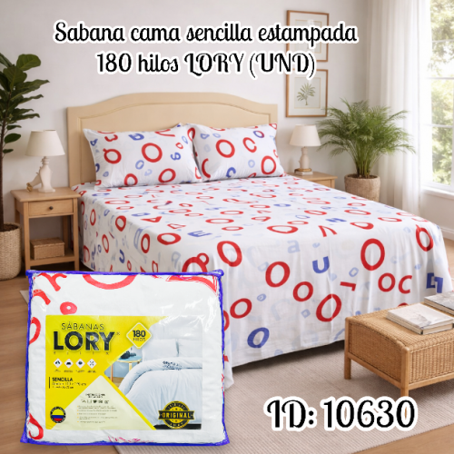 Sabana cama sencilla estampada 180 hilos LORY (UND)