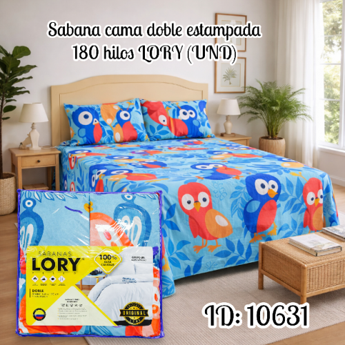 Sabana  cama doble estampada 180 hilos LORY (UND)