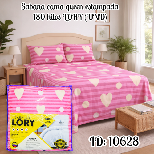 Sabana cama queen estampada 180 hilos LORY (UND)