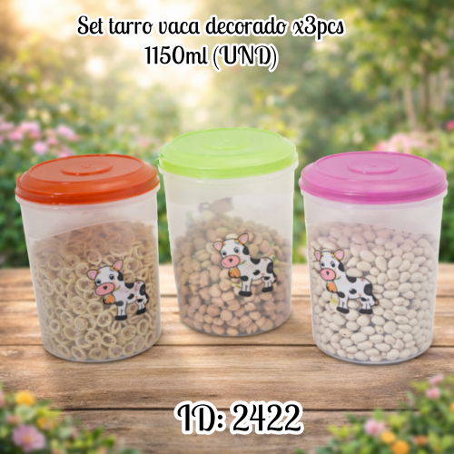 Set tarro vaca decorado x3pcs 1150ml (UND)