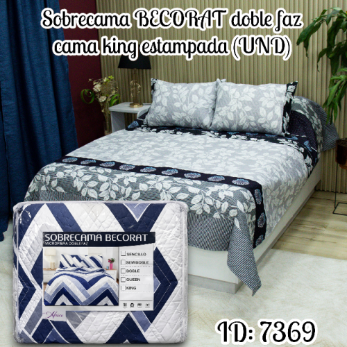 Sobrecama BECORAT doble faz cama king estampada (UND)