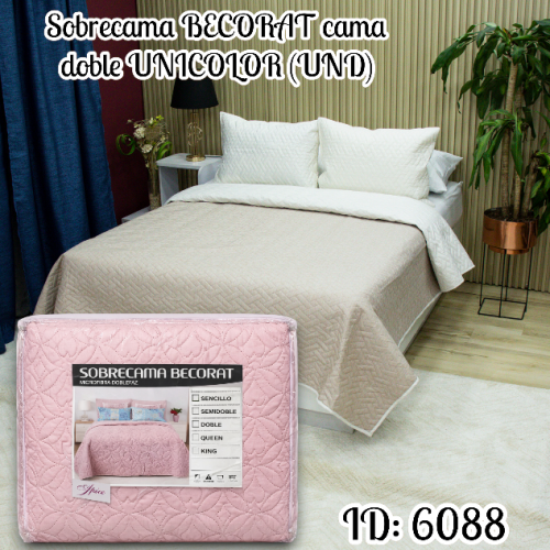 Sobrecama BECORAT cama doble UNICOLOR  (UND)