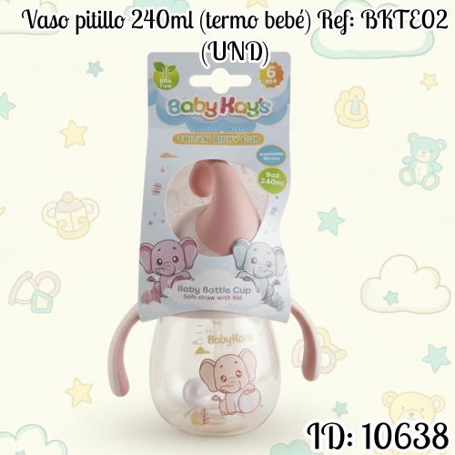 Vaso pitillo 240ml (termo bebé) Ref: BKTE02 (UND)