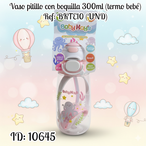 Vaso pitillo con boquilla 300ml (termo bebé) Ref: BKTE10 (UND)