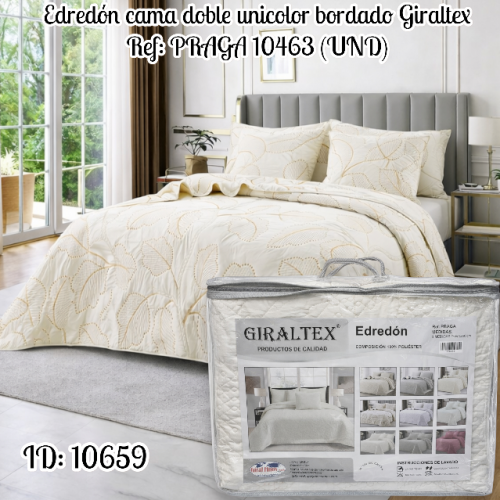 Edredón cama doble unicolor bordado Giraltex Ref: PRAGA 10463 (UND)