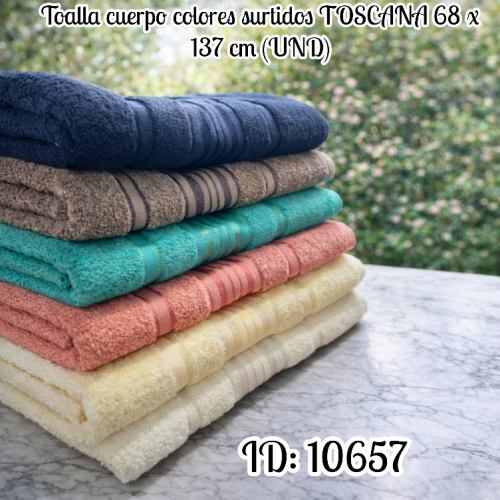 Toalla cuerpo colores surtidos TOSCANA 68 x 137 cm (UND)