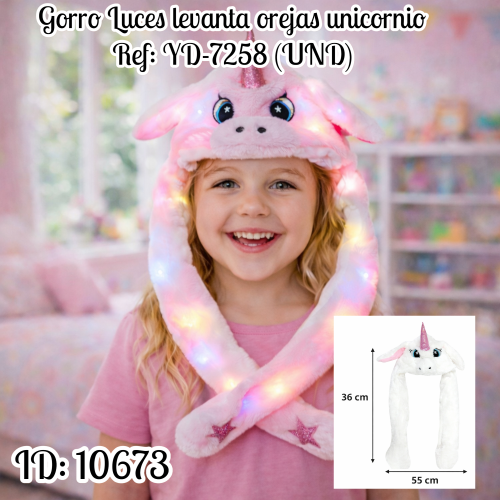 Gorro Luces levanta orejas unicornio Ref: YD-7258 (UND)