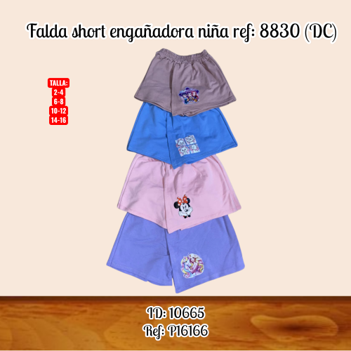 Falda short engañadora niña ref: 8830 (DC)