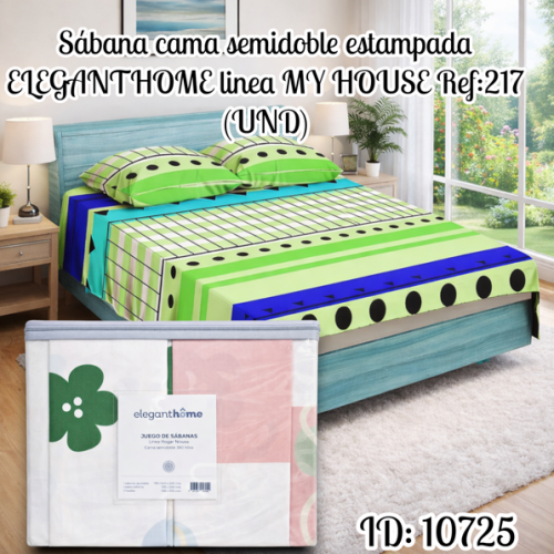 Sábana cama semidoble estampada ELEGANTHOME linea MY HOUSE Ref:217 (UND)