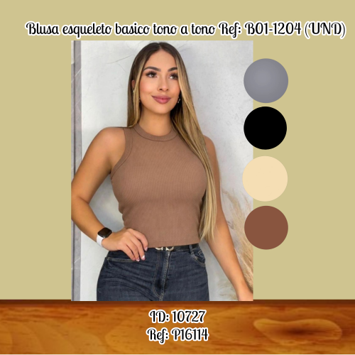Blusa esqueleto basico tono a tono Ref: B01-1204 (UND)