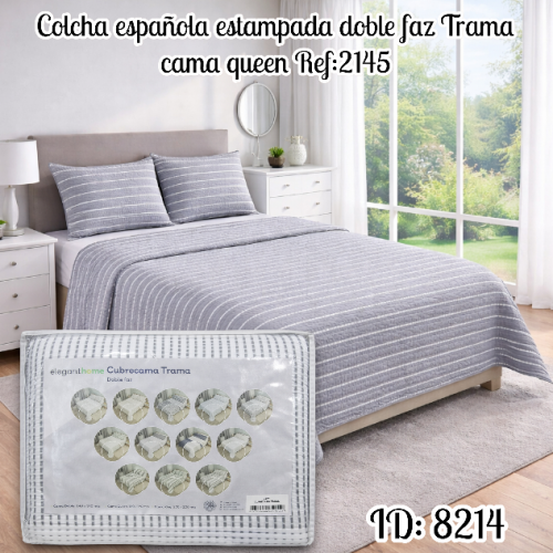Colcha española estampada doble faz Trama cama queen ref:2145