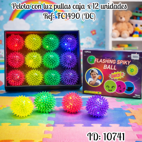 Pelota con luz pullas caja x 12 unidades Ref: FC1490 (DC)