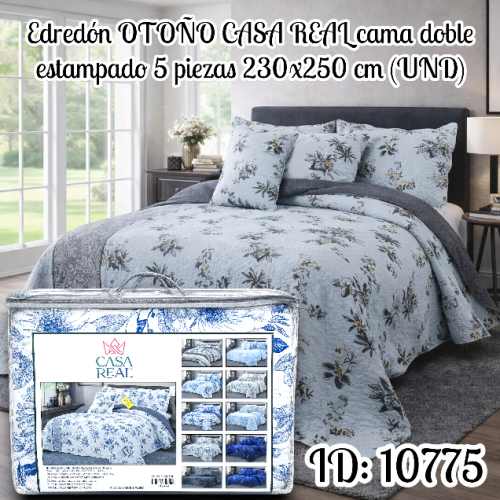 Edredón OTOÑO CASA REAL cama doble estampado 5 piezas 230x250 cm (UND)