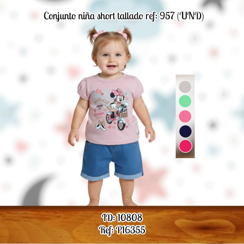Conjunto niña short tallado ref: 957 (UND)