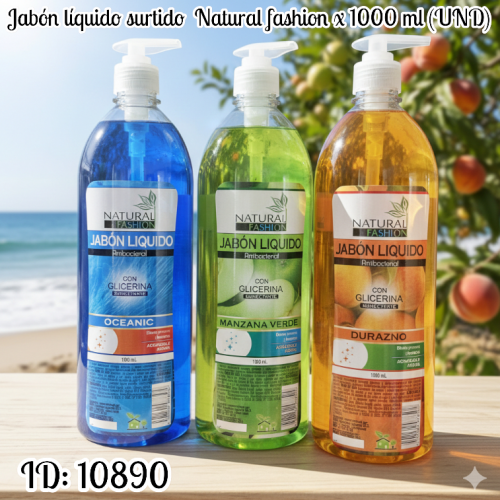 Jabón líquido surtido  Natural fashion x 1000 ml (UND)