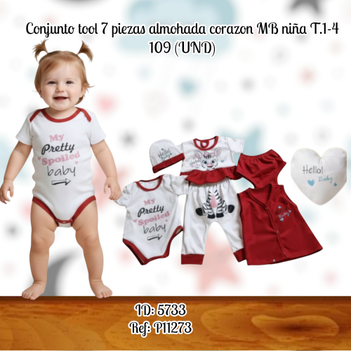 Conjunto tool 7 piezas almohada corazon MB niña T.1-4 109 (UND)