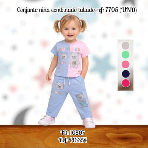 Conjunto niña combinado tallado ref: 7705 (UND)