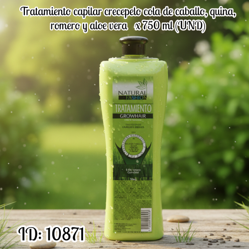 Tratamiento capilar crecepelo cola de caballo, quina, romero y aloe vera x 750 ml (UND)