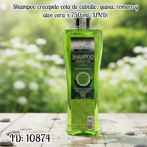 Shampoo crecepelo cola de caballo, quina, romero y aloe vera x 750 ml (UND)