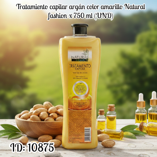Tratamiento capilar argán color amarillo Natural fashion x 750 ml (UND)