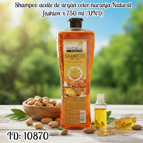 Shampoo aceite de argán color naranja Natural fashion x 750 ml (UND)