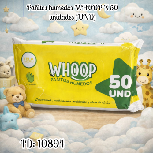 Pañitos humedos WHOOP X 50 unidades (UND)