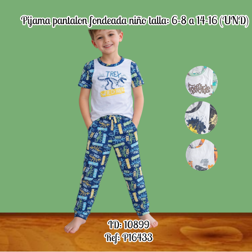 Pijama pantalon fondeada niño talla: 6-8 a 14-16 (UND)