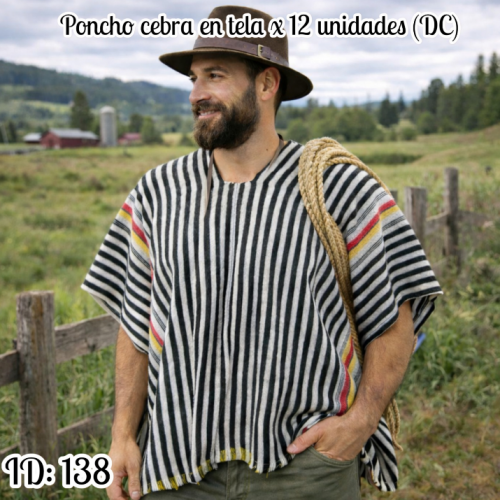 Poncho cebra en tela  x 12 unidades (DC)